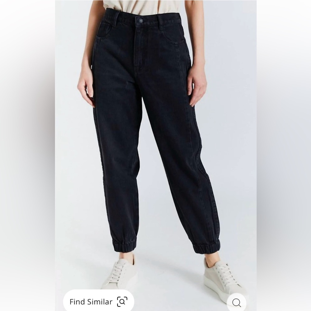 Oat New York Coco jogger womens XS 100% cotton denim washed black elastic cuff